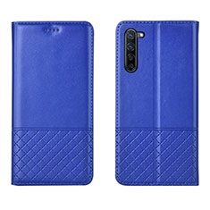 Coque Portefeuille Livre Cuir Etui Clapet L04 pour Oppo Reno3 Bleu