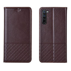 Coque Portefeuille Livre Cuir Etui Clapet L04 pour Oppo Reno3 Marron