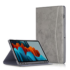 Coque Portefeuille Livre Cuir Etui Clapet L04 pour Samsung Galaxy Tab S7 Plus 12.4 Wi-Fi SM-T970 Gris