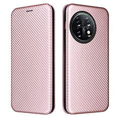 Coque Portefeuille Livre Cuir Etui Clapet L04Z pour OnePlus 11 5G Or Rose