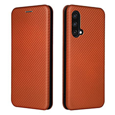 Coque Portefeuille Livre Cuir Etui Clapet L04Z pour OnePlus Nord CE 5G Marron