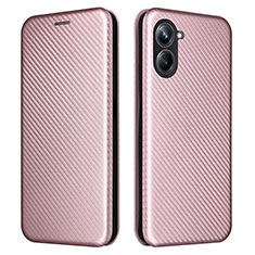 Coque Portefeuille Livre Cuir Etui Clapet L04Z pour Realme 10 Pro 5G Or Rose