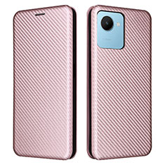 Coque Portefeuille Livre Cuir Etui Clapet L04Z pour Realme C30 Or Rose