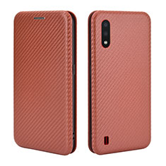 Coque Portefeuille Livre Cuir Etui Clapet L04Z pour Samsung Galaxy A01 SM-A015 Marron