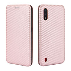 Coque Portefeuille Livre Cuir Etui Clapet L04Z pour Samsung Galaxy A01 SM-A015 Or Rose