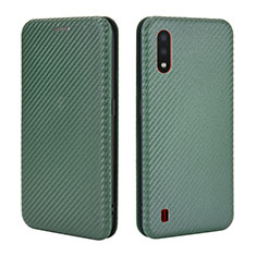 Coque Portefeuille Livre Cuir Etui Clapet L04Z pour Samsung Galaxy A01 SM-A015 Vert