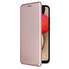 Coque Portefeuille Livre Cuir Etui Clapet L04Z pour Samsung Galaxy A02s Or Rose