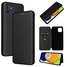 Coque Portefeuille Livre Cuir Etui Clapet L04Z pour Samsung Galaxy A03 Noir