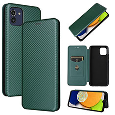 Coque Portefeuille Livre Cuir Etui Clapet L04Z pour Samsung Galaxy A03 Vert