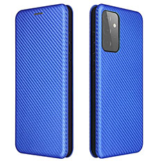 Coque Portefeuille Livre Cuir Etui Clapet L04Z pour Samsung Galaxy A72 4G Bleu