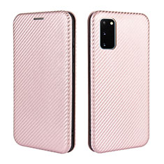 Coque Portefeuille Livre Cuir Etui Clapet L04Z pour Samsung Galaxy S20 FE (2022) 5G Or Rose