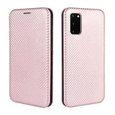 Coque Portefeuille Livre Cuir Etui Clapet L04Z pour Samsung Galaxy S20 FE 5G Or Rose