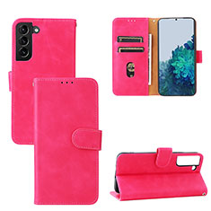 Coque Portefeuille Livre Cuir Etui Clapet L04Z pour Samsung Galaxy S21 5G Rose Rouge