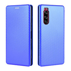 Coque Portefeuille Livre Cuir Etui Clapet L04Z pour Sony Xperia 5 II Bleu