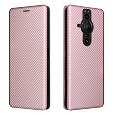 Coque Portefeuille Livre Cuir Etui Clapet L04Z pour Sony Xperia PRO-I Or Rose