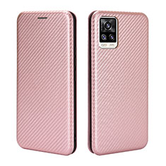 Coque Portefeuille Livre Cuir Etui Clapet L04Z pour Vivo V20 Or Rose