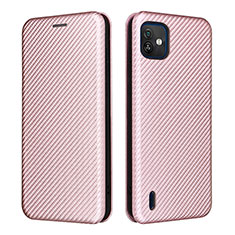 Coque Portefeuille Livre Cuir Etui Clapet L04Z pour Wiko Y82 Or Rose