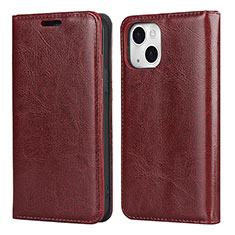 Coque Portefeuille Livre Cuir Etui Clapet L05 pour Apple iPhone 13 Vin Rouge