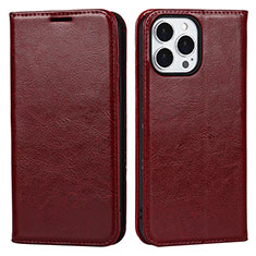 Coque Portefeuille Livre Cuir Etui Clapet L05 pour Apple iPhone 14 Pro Vin Rouge