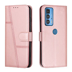 Coque Portefeuille Livre Cuir Etui Clapet L05 pour Motorola Moto Edge 20 Pro 5G Or Rose