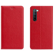 Coque Portefeuille Livre Cuir Etui Clapet L05 pour Oppo Reno3 Rouge