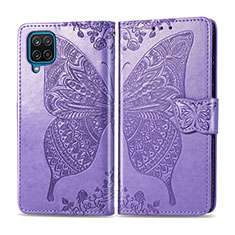 Coque Portefeuille Livre Cuir Etui Clapet L05 pour Samsung Galaxy A12 Violet Clair