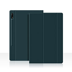 Coque Portefeuille Livre Cuir Etui Clapet L05 pour Samsung Galaxy Tab S7 11 Wi-Fi SM-T870 Vert Nuit