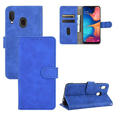 Coque Portefeuille Livre Cuir Etui Clapet L05Z pour Samsung Galaxy A20 Bleu