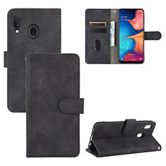 Coque Portefeuille Livre Cuir Etui Clapet L05Z pour Samsung Galaxy A20 Noir