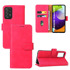 Coque Portefeuille Livre Cuir Etui Clapet L05Z pour Samsung Galaxy A52 4G Rose Rouge