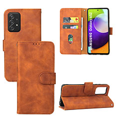 Coque Portefeuille Livre Cuir Etui Clapet L05Z pour Samsung Galaxy A52 5G Marron