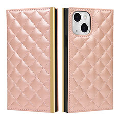 Coque Portefeuille Livre Cuir Etui Clapet L06 pour Apple iPhone 15 Or Rose