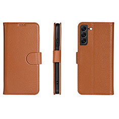 Coque Portefeuille Livre Cuir Etui Clapet L06 pour Samsung Galaxy S22 Plus 5G Marron