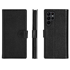 Coque Portefeuille Livre Cuir Etui Clapet L06 pour Samsung Galaxy S22 Ultra 5G Noir