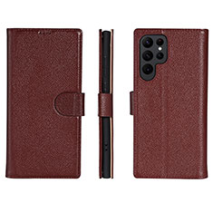 Coque Portefeuille Livre Cuir Etui Clapet L06 pour Samsung Galaxy S23 Ultra 5G Vin Rouge