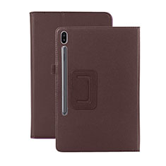 Coque Portefeuille Livre Cuir Etui Clapet L06 pour Samsung Galaxy Tab S6 10.5 SM-T860 Marron