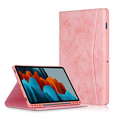 Coque Portefeuille Livre Cuir Etui Clapet L06 pour Samsung Galaxy Tab S7 4G 11 SM-T875 Rose