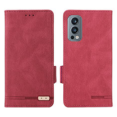 Coque Portefeuille Livre Cuir Etui Clapet L06Z pour OnePlus Nord 2 5G Rouge