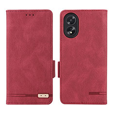 Coque Portefeuille Livre Cuir Etui Clapet L06Z pour Oppo A18 Rouge