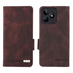 Coque Portefeuille Livre Cuir Etui Clapet L06Z pour Realme C51 Marron