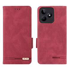 Coque Portefeuille Livre Cuir Etui Clapet L06Z pour Realme C51 Rouge