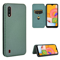 Coque Portefeuille Livre Cuir Etui Clapet L06Z pour Samsung Galaxy A01 SM-A015 Vert