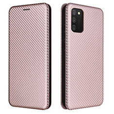 Coque Portefeuille Livre Cuir Etui Clapet L06Z pour Samsung Galaxy A02s Or Rose