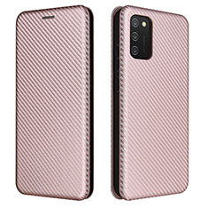 Coque Portefeuille Livre Cuir Etui Clapet L06Z pour Samsung Galaxy A03s Or Rose