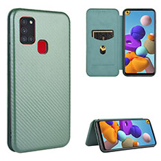 Coque Portefeuille Livre Cuir Etui Clapet L06Z pour Samsung Galaxy A21s Vert