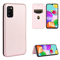 Coque Portefeuille Livre Cuir Etui Clapet L06Z pour Samsung Galaxy A41 Or Rose