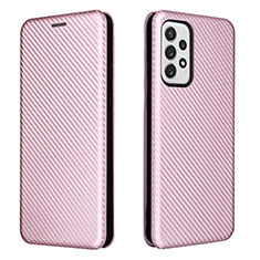 Coque Portefeuille Livre Cuir Etui Clapet L06Z pour Samsung Galaxy A73 5G Or Rose