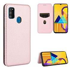 Coque Portefeuille Livre Cuir Etui Clapet L06Z pour Samsung Galaxy M21 Or Rose