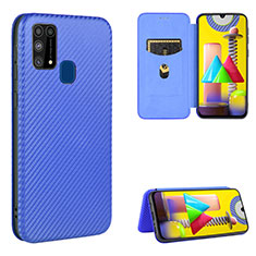 Coque Portefeuille Livre Cuir Etui Clapet L06Z pour Samsung Galaxy M21s Bleu