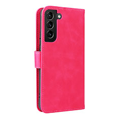 Coque Portefeuille Livre Cuir Etui Clapet L06Z pour Samsung Galaxy S21 5G Rose Rouge